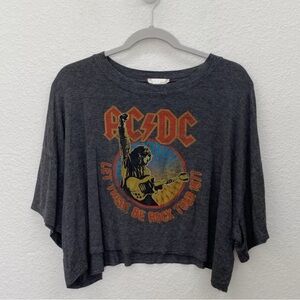 Alter’d State AC/DC Rock Tour 1977 Loose Fit Cropped Graphic Tee Size XS